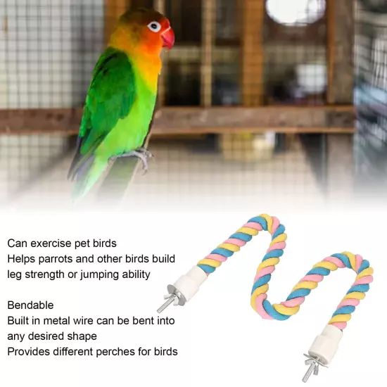 Bird Cotton Rope Perch Colorful Bendable Safe Climbing Parrot Rope Toy