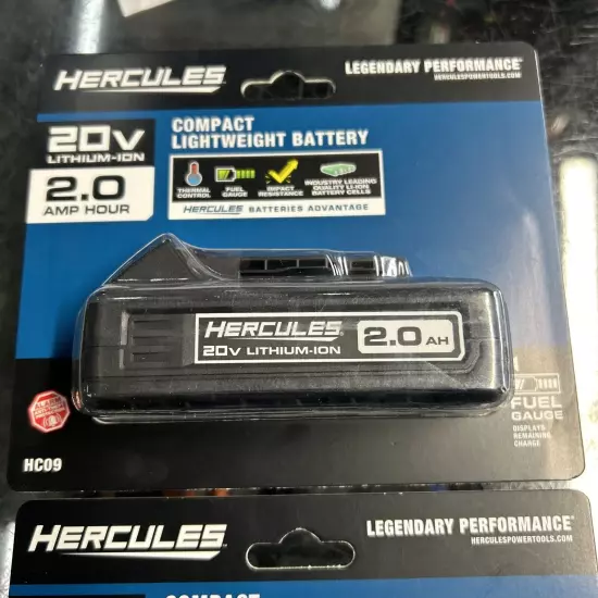 2 HERCULES HC09 20V Lithium-Ion Compact Lightweight 2.0Ah Battery *NEW* SEALED