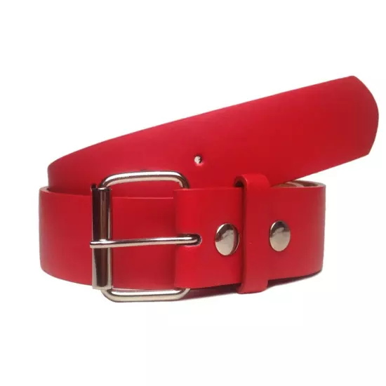 NEW Thick Wide Bonded Leather Belt w/ Removable Silver Buckle 12 Bright Colors!