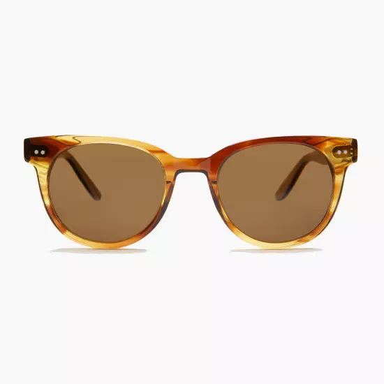 Retro Round Sunglass w/ Brown Polarized lens Honey Tortoise Frame - Darcy