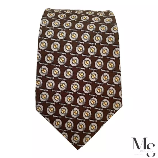 TRUSSARDI Brown Novelty Luxury Designer Silk Tie Italy W: 3.9" EX COND