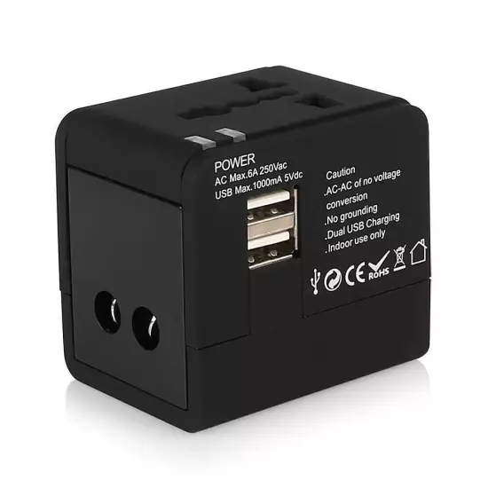 Universal Travel Adapter World Wide Use Multi Plug Charger UK EU AU US USB Ports