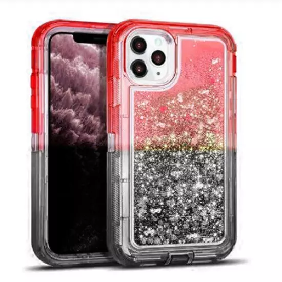 Shockproof Case For iPhone 15 14 13 12 11 Pro Max XR 8 Plus Liquid Glitter Cover