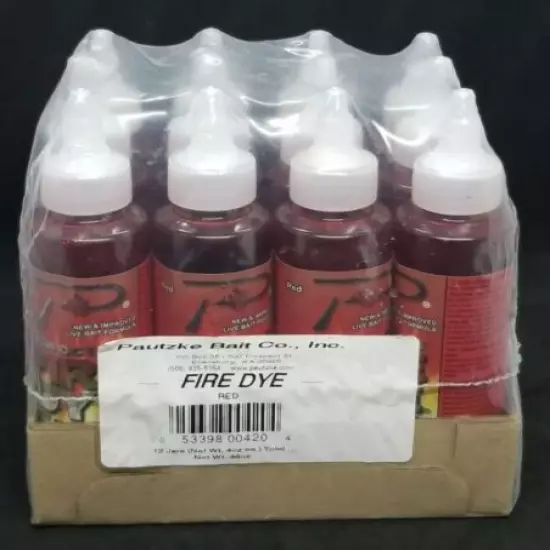 12 Bottles Pautzke HIGH OCTANE FIRE DYE Fish Bait 4 Ounce RED Fishing Formula