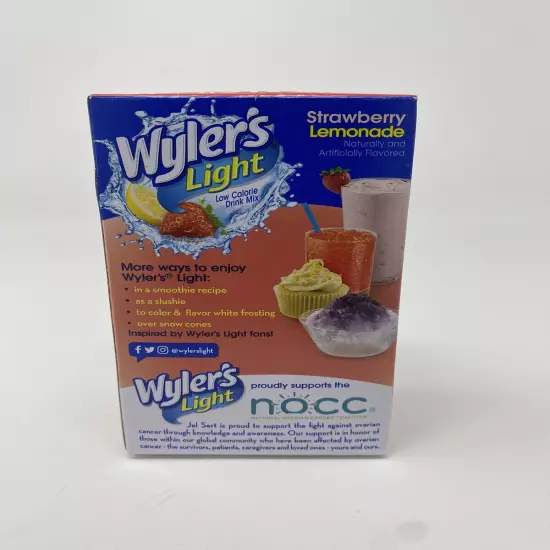 2 Wylers Light Singles to Go Sugar Free Strawberry Lemonade Drink Mix 36 Sticks