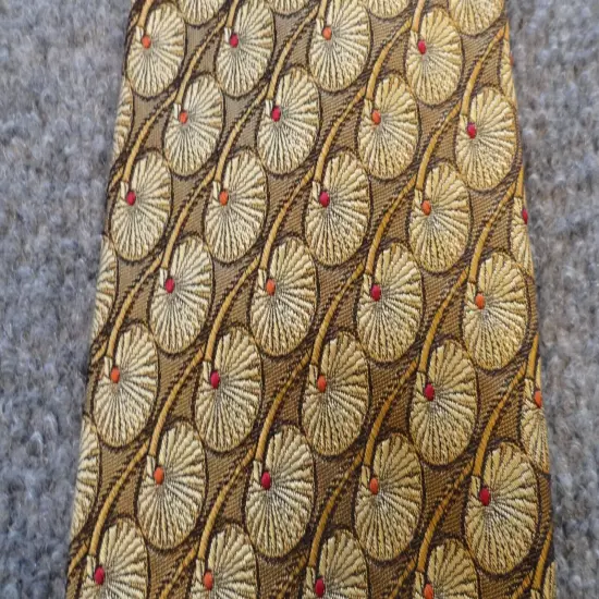 Robert Talbott Best of Class Tie Men's Silk Gold w/Unique Design 58 x 4