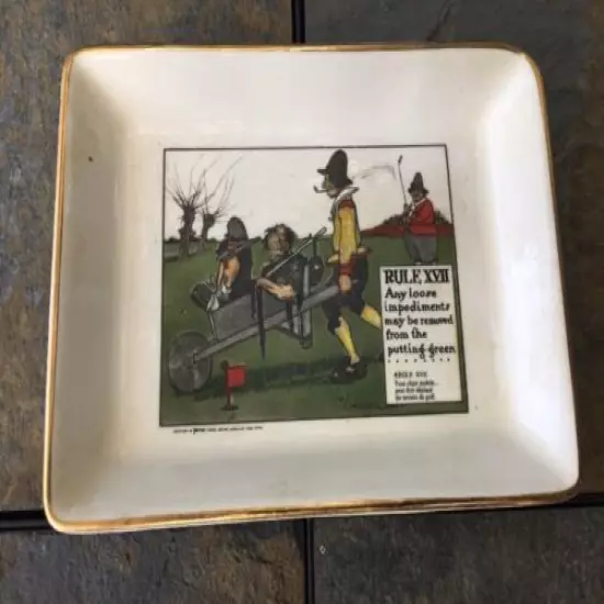 Vintage DELANO STUDIOS Dish Tray Tee Rules of GOLF XVII ▬ Chas Crombie 1962 ❤️j8