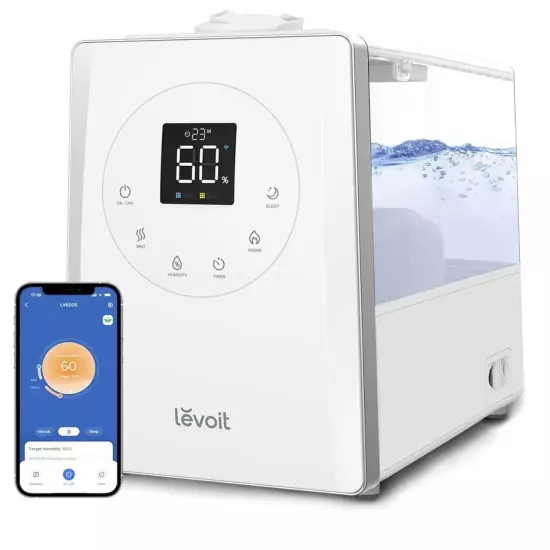 LEVOIT LV600S Smart Warm and Cool Mist Humidifiers for Home Bedroom 6L, White 