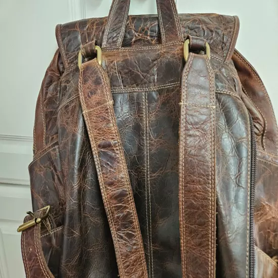 Coronado Vintage Bison Leather Distressed Backpack