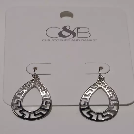 Christopher & Banks Dangle Drop Silverstone Pierced Earrings #A18