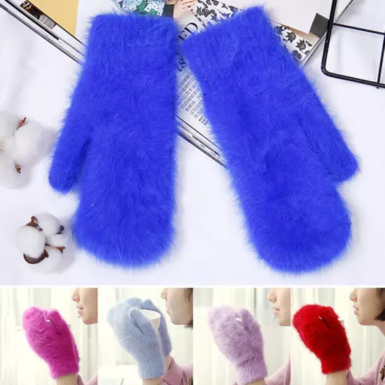 New Gloves Rabbit Wool Winter Fur All Finger Warm Fashion Mittens Warmer Gloves