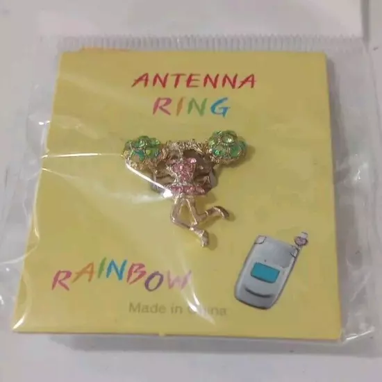 Antenna Cheer Leader Rhinestoned Cell Phone Ring Charm