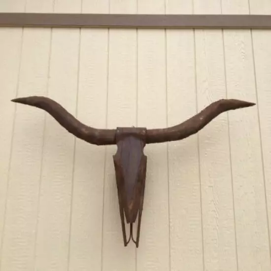 METAL LONGHORN STEER SKULL 4 FEET 9 INCH WIDE HORNS WESTERN COW BULL HEAD