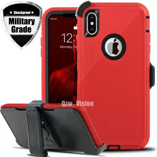 For Apple iPhone X XR XS Max Shockproof Hard Rugged Case Cover With Belt Clip 