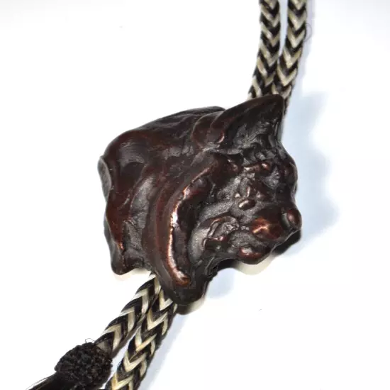 Prix De West Bronze Bolo Tie Lynx Signed by Kenneth Bunn