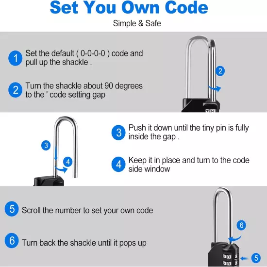 Combination Lock, 4 Digit Combination Padlock for School Gym Sports Locker, Fenc