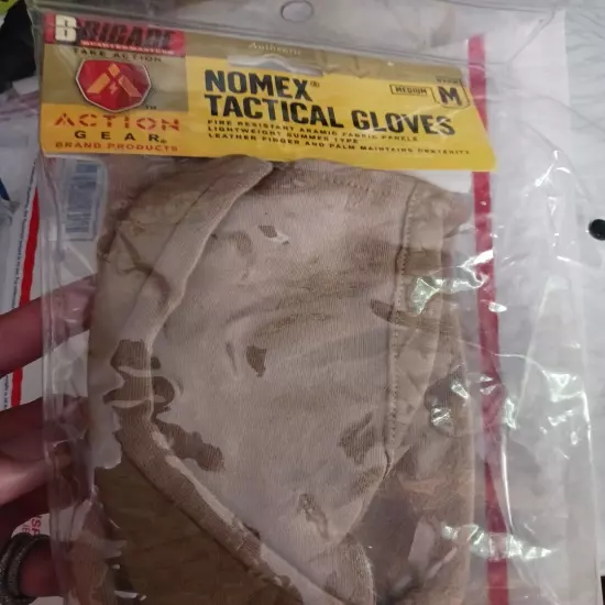 Brigade Nomex Tactical Gloves Coyota Tan Lightweight ~ Size Medium Premium