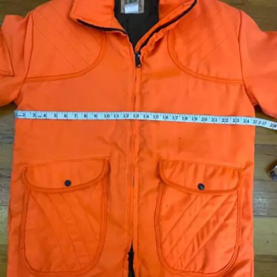 Vtg Ideal Mens Hunting Jacket Orange Large Padded Shoulder Arm & Back Pockets