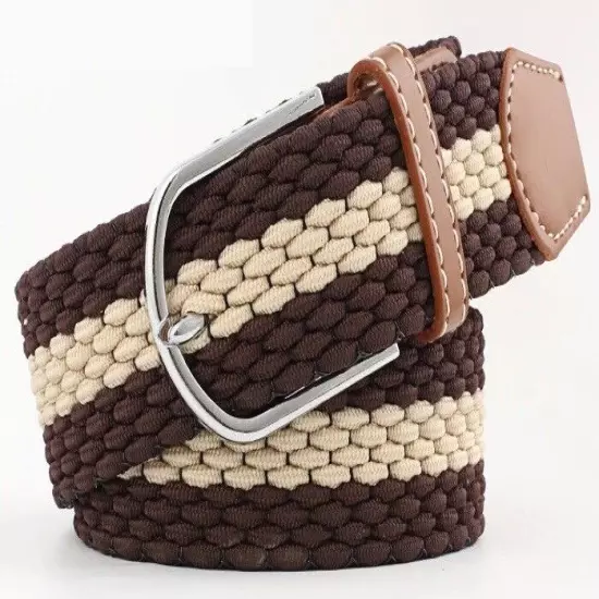 New Men's Women's Belt Unisex Braided Elastic Stretch Fabric Enduring Woven Mult