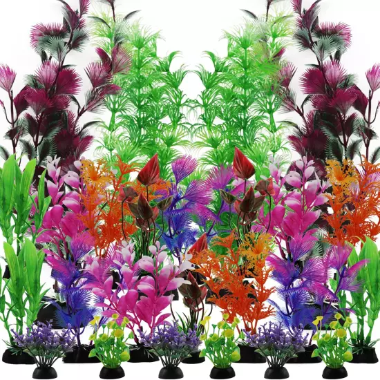 25 Pack Aquarium Plants, Fish Tank Decoration Colorful Artificial Fish Tank for