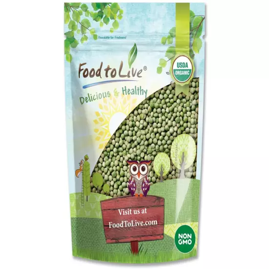 Organic Whole Dried Green Peas - Non-GMO, Sproutable, Kosher - by Food To Live