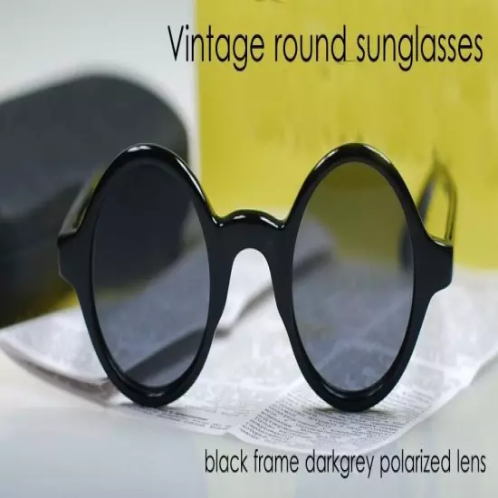 Men Round Black sunglasses Johnny Depp glasses Round black polarized sunglasses