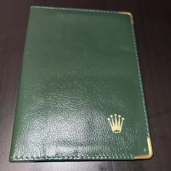 NEW Rolex Vintage Green Leather Card Wallet Passport Holder NEW