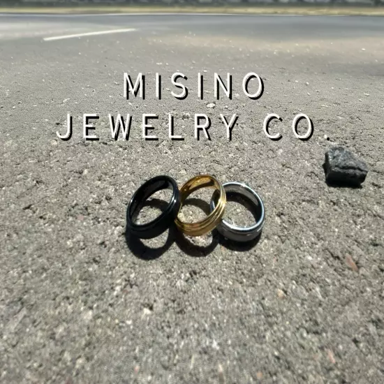 MISINO JEWELRY CO. tungsten rings men 8mm CITTÀ OSCURA (Dark City) COLOR!