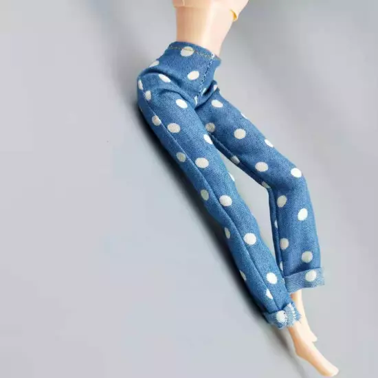 Fashion Floral Jeans Leather Pants Trousers 11.5" Doll Clothes 1/6 Accessories