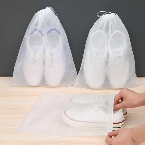 50X Drawstring Shoes Bags Travel Clothes Clear Portable Storage Bag Dust Pouch