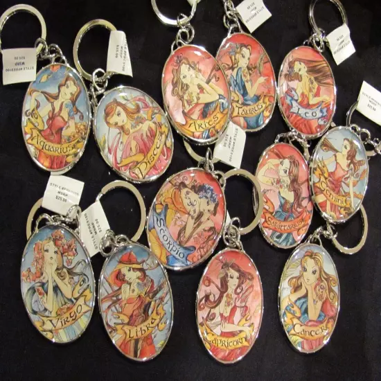 1990’s Isabella Fiore Tattoo Printed Zodiac Sign Keychain - RARE MSRP $25.00 NWT