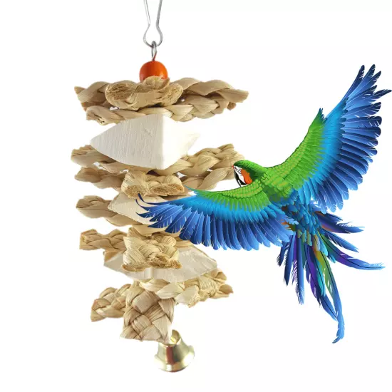 Parakeet Natural Woven Grass Toys Bird Chew Toys Parrot Hanging Cage Toys