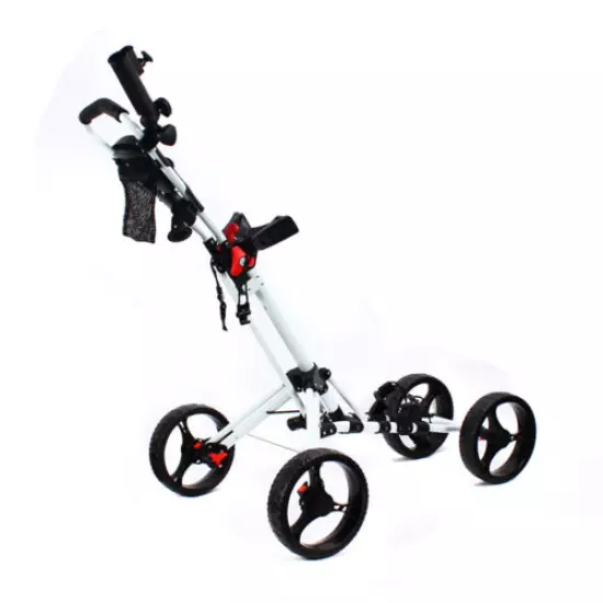 Portable Foldable Golf Club Cart Trolley+Scorecard Umbrella Stand Drink Holder 