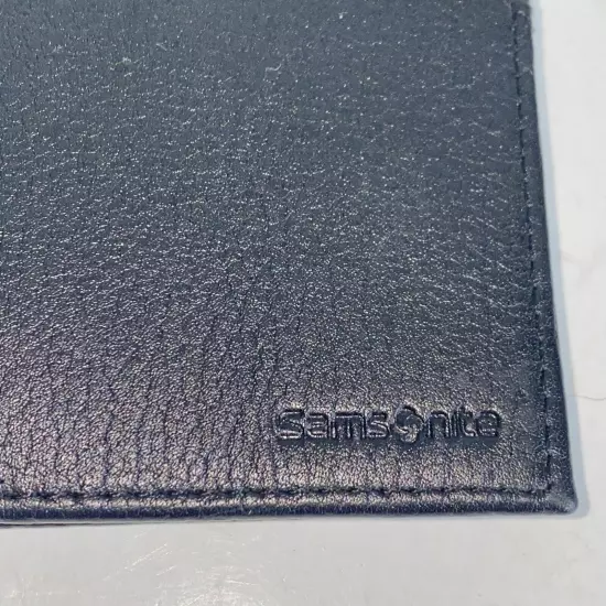 Samsonite Black Full Grain Leather Travel Wallet Passport Card ID Money Holder