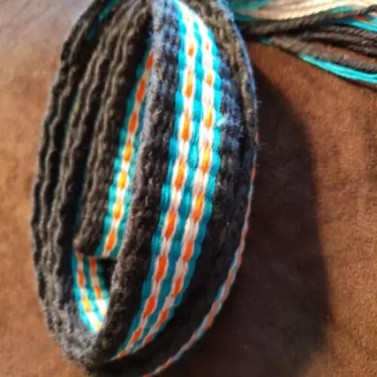 Item202020 Powder Horn strap Teal, White, orange, black 48" long x 1" wide