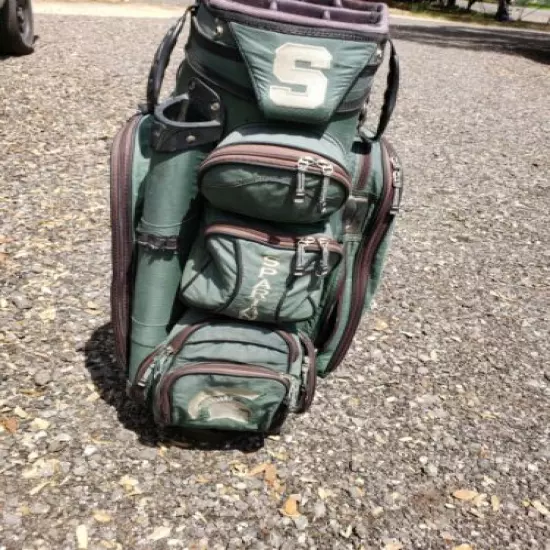 Rare Collectors Michigan St Spartans Golf Bag Cart rain hood Datrek green