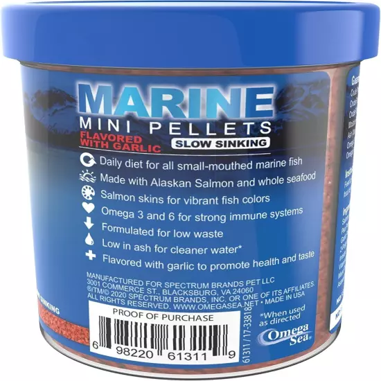 Omega One Marine Mini Pellets with Garlic, 3.5 oz