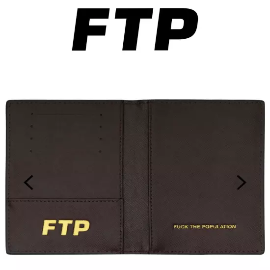 FTP FuckThePopulation LOGO RÉPÉTÉ PASSPORT HOLDER (BROWN) *ORDER CONFIRMATION*