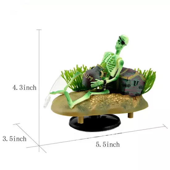 Air Driven SKELETON W/ RUM Aquarium Ornament Fish Tank Decoration