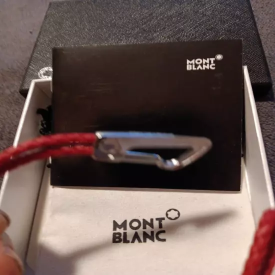 Montblanc Woven Leather & Stainless Bracelet Red, New.