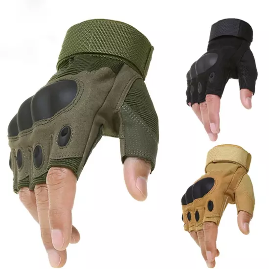 Tactical Hard Knuckle Half Finger Gloves Men'S Combat Hunting Shooting Paintball