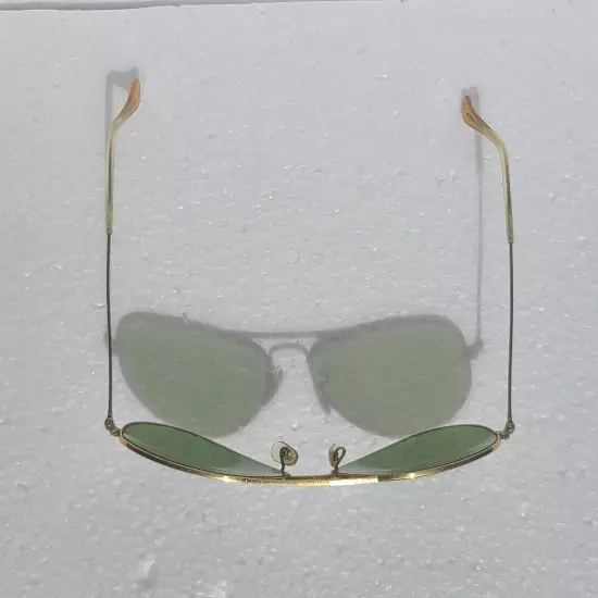 1980's 58[]14mm VINTAGE B&L RAY-BAN USA RU-GREEN AVIATOR SUNGLASSES