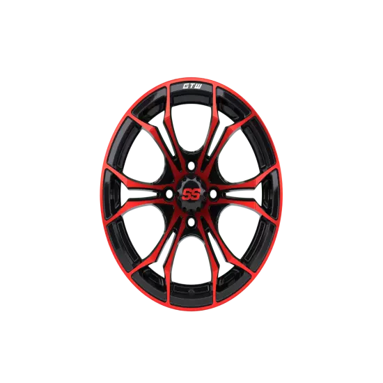 Set of 4 GTW 14" Spyder Red/Black Golf Cart Wheels on 19" Mamba Street Tires