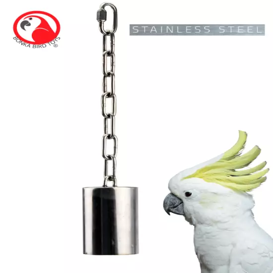 Bonka Bird Toys 1644 Large Stainless Steel Pipe Bell Durable Noise Parrot Cage