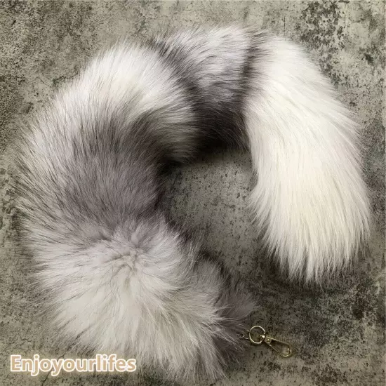 70cm/27.5" Long Real Fox Fur Tail Keychain Adult Games Furry Cosplay Toy Pendant