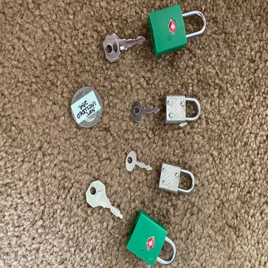 4 locks, 2 are TSA Approved Travel Locks and 2 smaller locks. 7 keys+lanyard