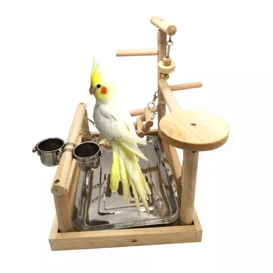 Parrots Playstand Bird Playground Wood Perch Training Stand Cockatiel Playpen...