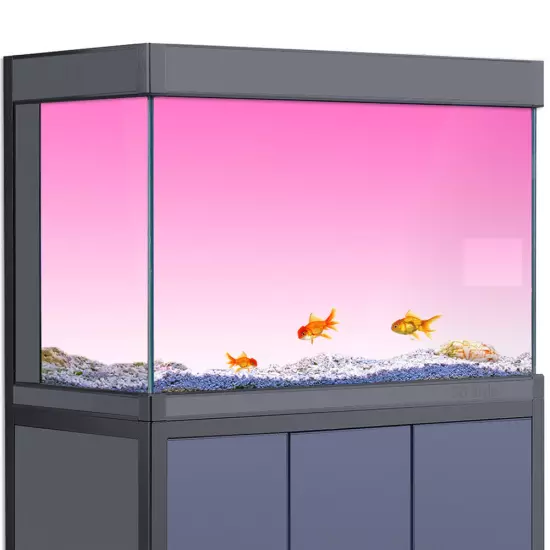 Aquarium Background Sticker, Pink White Gradient Fish Tank Decorations Poster