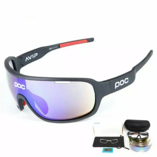 POC Polarized Sports cycling Sunglasses bike glasses riding goggles with 5 lens