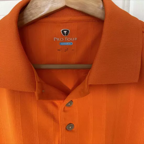 Pro Tour Cool Play Mens Orange Golf Polo Shirt Size L Short Sleeve